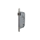 Cerradura gama institucional 2035F de nueca pasante para puertas de madera cortafuego, frente redondeado, entrada de 60mm, acabado acero inoxidable