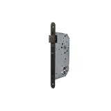 Cerradura gama institucional 2035F de nueca pasante para puertas de madera cortafuego, frente redondeado, entrada de 60mm, acabado negro
