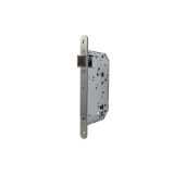 Cerradura gama institucional 2037F de nueca doble para puertas de madera cortafuego y dispositivos antipánico, frente redondeado, picaporte reversible, sin cilindro, entrada de 60mm, acabado acero inoxidable