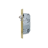Cerradura para puertas de madera 2038 para puertas correderas con gancho, sin cilindro, entrada de 60mm, acabado hierro latonado