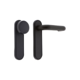 Juego de manilla y pomo fijo serie Monobloc cortafuego. Compatible con cerraduras serie CF60. Paso. Cuadradillo 9 mm. Negro.