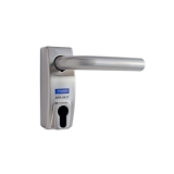 Accionamiento exterior para dispositivo antipánico, con manilla y bocallave en acabado satinado