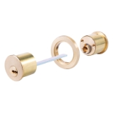 Cilindro TX80 TESA perfil redondo EXT.REGULABLE-INT.TS, acabado latón. Con accesorios. 5 llaves.