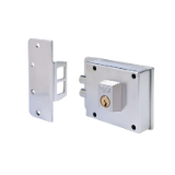 Cerradura de sobreponer de un punto de cierre 6-0 con dos bulones, cilindro forjado, entrada de 60mm, caja de 120mm, mano izquierda, acabado hierro niquelado