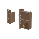 Cerradura de sobreponer de un punto de cierre 8-0 con cuatro bulones, cilindro forjado, entrada de 40mm, caja de 70mm, mano izquierda, acabado hierro pintado