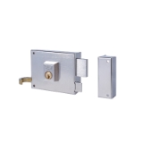 Cerradura de sobreponer de un punto de cierre 125 con palanca y picaporte, cilindro redondo de 25mm de diámetro, entrada de 50mm, caja de 100mm, mano derecha, acabado hierro niquelado