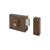 Cerradura de sobreponer de un punto de cierre 124 con solo palanca, cilindro redondo de 25mm de diámetro, entrada de 40mm, caja de 80mm, mano derecha, acabado hierro pintado