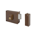 Cerradura de sobreponer de un punto de cierre 124 con solo palanca, cilindro forjado, entrada de 48mm, caja de 80mm, mano derecha, acabado hierro pintado