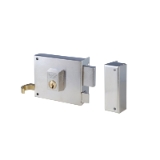 Cerradura de sobreponer de un punto de cierre 125 con palanca y picaporte, cilindro forjado, entrada de 60mm, caja de 120mm, mano derecha, acabado hierro niquelado