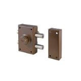 Cerrojo de seguridad 16 de bulones y pomo interior, cilindro redondo de 25mm de diámetro, entrada de 30mm, caja de 60mm, acabado hierro pintado