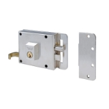 Cerradura de sobreponer de un punto de cierre 6 con palanca y picaporte, cilindro forjado, entrada de 60mm, caja de 120mm, mano derecha, acabado hierro niquelado