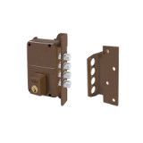 Cerradura de sobreponer de un punto de cierre 8-0 con cuatro bulones, cilindro forjado, entrada de 40mm, caja de 70mm, mano derecha, acabado hierro pintado