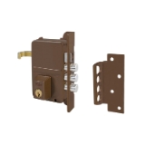 Cerradura de sobreponer de un punto de cierre 8 con tres bulones y picaporte, cilindro forjado, entrada de 40mm, caja de 70mm, mano derecha, acabado hierro pintado