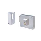 Cerradura de sobreponer de un punto de cierre 124 con solo palanca, cilindro forjado, entrada de 48mm, caja de 80mm, mano izquierda, acabado hierro niquelado