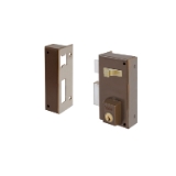 Cerradura de sobreponer de un punto de cierre 56-A con palanca y picaporte, cilindro forjado, entrada de 40mm, caja de 70mm, mano izquierda, acabado hierro pintado