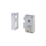 Cerradura de sobreponer de un punto de cierre 56-B con palanca, picaporte y nueca para manilla, cilindro forjado, entrada de 35mm, caja de 60mm, mano izquierda, acabado hierro niquelado