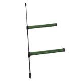 Dispositivo antipánico de deslizamiento para discapacitados modelo de sobreponer con dos/tres puntos de cierre central, alto y bajo de la gama Quick en acabado negro-verde