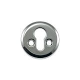 Escudo embellecedor redondo, cromo mate.
