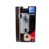 Cerradura de seguridad monopunto R200B de 4 bulones de cierre y picaporte, sin cilindro, entrada de 50mm, escudo E700L, acabado hierro latonado, embalaje visual