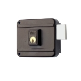 Cerradura de sobreponer de un punto de cierre 124 con solo palanca, cilindro forjado, entrada de 60mm, caja de 120mm, mano derecha, acabado hierro niquelado