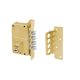 Cerradura de sobreponer de un punto de cierre 8-0 con cuatro bulones, cilindro YL6, entrada de 40mm, caja de 70mm, mano derecha, acabado latón mate