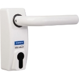 Accionamiento exterior para dispositivo antipánico, con manilla y bocallave en acabado blanco