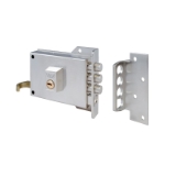 Cerradura de sobreponer de un punto de cierre 7 con tres bulones y picaporte, cilindro YL6, entrada de 60mm, caja de 120mm, mano derecha, acabado hierro niquelado