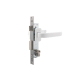 Conjunto cerradura de palanca deslizante , picaporte reversible, entrada de 20 mm, con escudo y manilla BL.C8