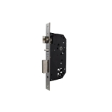 Cerradura de gama arquitectura antipánico 2UB0F para puertas de madera, de doble nueca, picaporte silencioso reversible, con dispositivo de seguridad, sin cilindro, frente cuadrado, entrada de 50mm, acabado acero inoxidable.