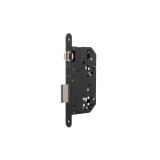 Cerradura de gama arquitectura 2UB6 para puertas de vaivén con rodillo, sin cilindro, picaporte silencioso reversible, sin función antipánico y con dispositivo de seguridad, entrada de 60mm, acabado  pintado negro.