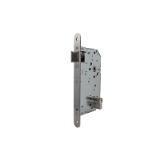 Cerradura gama institucional 2037F de nueca doble para puertas de madera cortafuego y dispositivos antipánico, frente redondeado, picaporte reversible, entrada de 70mm, acabado acero inoxidable