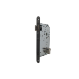 Cerradura gama institucional 2037F de nueca doble para puertas de madera cortafuego y dispositivos antipánico, frente redondeado, picaporte reversible, entrada de 60mm, acabado negro