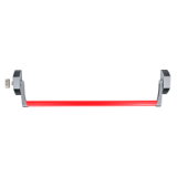 Dispositivo antipánico de empuje, modelo de sobreponer con un punto de cierre de la gama Global en acabado gris-rojo.