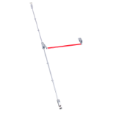 Dispositivo antipánico de empuje, modelo de sobreponer con dos puntos de cierre de la gama Global en acabado gris-rojo.