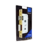 Cerradura de embutir madera 2004 para puertas de entrada con muletilla, entrada de 40mm, acabado hierro latonado, embalaje visual