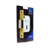 Cerradura de embutir madera 2003 para puertas de entrada con llave de gorja,sólo palanca, entrada de 30mm, acabado hierro latonado, embalaje visual