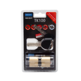 Cilindro TK100 TESA perfil EURO doble de 30x30 leva R15, acabado latón. 5 llaves. Embalaje visual.