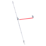 Dispositivo antipánico de empuje, modelo de sobreponer con dos puntos de cierre de la gama Global en acabado gris-rojo.