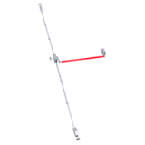 Dispositivo antipánico de empuje, modelo de sobreponer con tres puntos de cierre de la gama Universal en acabado gris-rojo.