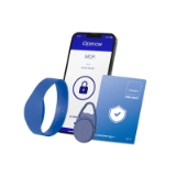 Credencial RFID MIFARE 1k. Formato brazalete. Neutra (sin marca). En color azul.