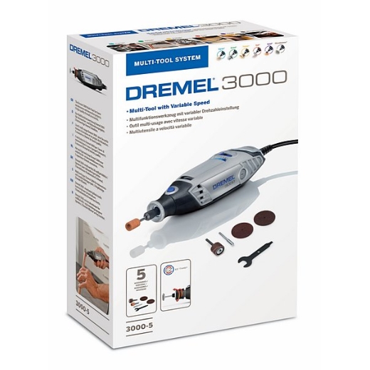 Embalaje de la Dremel 3000 que incluye 5 accesorios