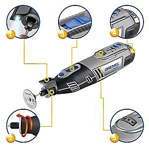 Multiherramienta con batería DREMEL 8220-1/5 Li-Ion (12 V), 1 complemento, 5 accesorios