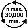 Maximale Drehzahl 30000 pro Minute Symbol