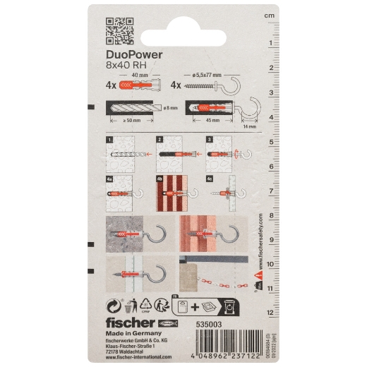 Fischer blister taco duopower + hembrilla abierta