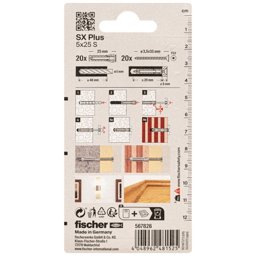 Fischer box taco sx plus 6 y 8 + tornillos